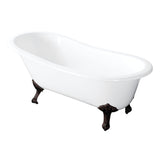 Tazatina 54-Inch Cast Iron Oval Single Slipper Clawfoot Tub (No Faucet Drillings)