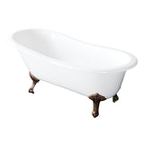 Tazatina 54-Inch Cast Iron Oval Single Slipper Clawfoot Tub (No Faucet Drillings)