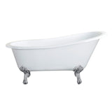 Tazatina 54-Inch Cast Iron Oval Single Slipper Clawfoot Tub (No Faucet Drillings)