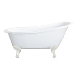 Tazatina 54-Inch Cast Iron Oval Single Slipper Clawfoot Tub (No Faucet Drillings)