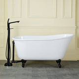 Onamia 57-Inch Cast Iron Oval Single Slipper Clawfoot Tub (No Faucet Drillings)