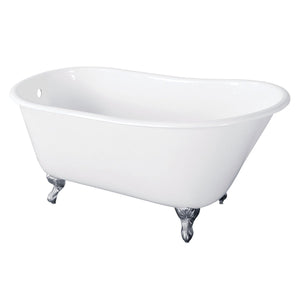 Onamia 57-Inch Cast Iron Oval Single Slipper Clawfoot Tub (No Faucet Drillings)