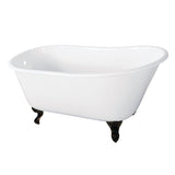 Onamia 57-Inch Cast Iron Oval Single Slipper Clawfoot Tub (No Faucet Drillings)