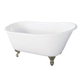 Onamia 57-Inch Cast Iron Oval Single Slipper Clawfoot Tub (No Faucet Drillings)