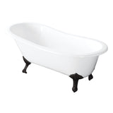 Tazatina 57-Inch Cast Iron Oval Single Slipper Clawfoot Tub (No Faucet Drillings)