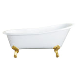 Tazatina 57-Inch Cast Iron Oval Single Slipper Clawfoot Tub (No Faucet Drillings)