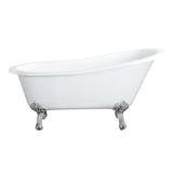 Tazatina 57-Inch Cast Iron Oval Single Slipper Clawfoot Tub (No Faucet Drillings)