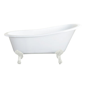 Tazatina 57-Inch Cast Iron Oval Single Slipper Clawfoot Tub (No Faucet Drillings)