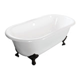 Aqua Eden 60-Inch Cast Iron Oval Double Ended Clawfoot Tub (No Faucet Drillings)