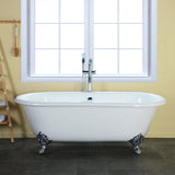 Aqua Eden 60-Inch Cast Iron Oval Double Ended Clawfoot Tub (No Faucet Drillings)