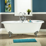 Aqua Eden 60-Inch Cast Iron Oval Double Ended Clawfoot Tub (No Faucet Drillings)