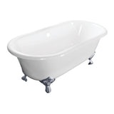 Aqua Eden 60-Inch Cast Iron Oval Double Ended Clawfoot Tub (No Faucet Drillings)