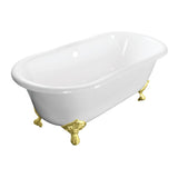 Aqua Eden 60-Inch Cast Iron Oval Double Ended Clawfoot Tub (No Faucet Drillings)