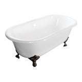 Aqua Eden 60-Inch Cast Iron Oval Double Ended Clawfoot Tub (No Faucet Drillings)