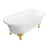 Aqua Eden 60-Inch Cast Iron Oval Double Ended Clawfoot Tub (No Faucet Drillings)