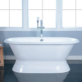 Aqua Eden 60-Inch Cast Iron Oval Double Ended Pedestal Tub (No Faucet Drillings)