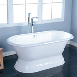 Aqua Eden 60-Inch Cast Iron Oval Double Ended Pedestal Tub (No Faucet Drillings)