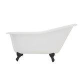 Aqua Eden 60-Inch Cast Iron Oval Single Slipper Clawfoot Tub (No Faucet Drillings)