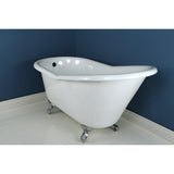 Aqua Eden 60-Inch Cast Iron Oval Single Slipper Clawfoot Tub (No Faucet Drillings)