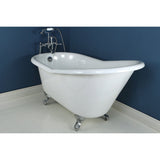 Aqua Eden 60-Inch Cast Iron Oval Single Slipper Clawfoot Tub (No Faucet Drillings)