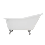 Aqua Eden 60-Inch Cast Iron Oval Single Slipper Clawfoot Tub (No Faucet Drillings)