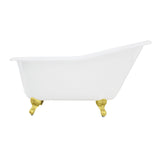 Aqua Eden 60-Inch Cast Iron Oval Single Slipper Clawfoot Tub (No Faucet Drillings)