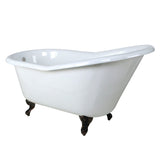 Aqua Eden 60-Inch Cast Iron Oval Single Slipper Clawfoot Tub (No Faucet Drillings)