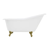 Aqua Eden 60-Inch Cast Iron Oval Single Slipper Clawfoot Tub (No Faucet Drillings)