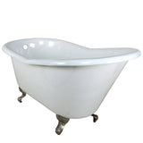 Aqua Eden 60-Inch Cast Iron Oval Single Slipper Clawfoot Tub (No Faucet Drillings)