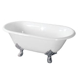 Aqua Eden 60-Inch Cast Iron Oval Double Ended Clawfoot Tub (No Faucet Drillings)