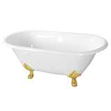 Aqua Eden 60-Inch Cast Iron Oval Double Ended Clawfoot Tub (No Faucet Drillings)