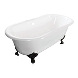 Aqua Eden 66-Inch Cast Iron Oval Double Ended Clawfoot Tub (No Faucet Drillings)