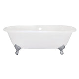 Aqua Eden 66-Inch Cast Iron Oval Double Ended Clawfoot Tub (No Faucet Drillings)