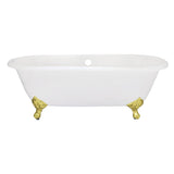 Aqua Eden 66-Inch Cast Iron Oval Double Ended Clawfoot Tub (No Faucet Drillings)