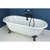 Aqua Eden 66-Inch Cast Iron Oval Double Ended Clawfoot Tub (No Faucet Drillings)