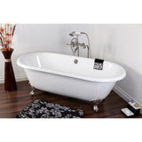 Aqua Eden 66-Inch Cast Iron Oval Double Ended Clawfoot Tub (No Faucet Drillings)