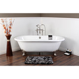 Aqua Eden 66-Inch Cast Iron Oval Double Ended Clawfoot Tub (No Faucet Drillings)