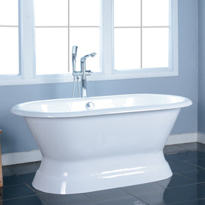 Aqua Eden 66-Inch Cast Iron Oval Double Ended Pedestal Tub (No Faucet Drillings)