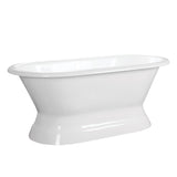 Aqua Eden 66-Inch Cast Iron Oval Double Ended Pedestal Tub (No Faucet Drillings)