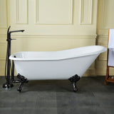 Aqua Eden 67-Inch Cast Iron D-Shaped Single Slipper Clawfoot Tub (No Faucet Drillings)