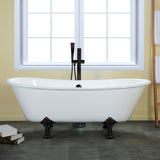 Aqua Eden 67-Inch Cast Iron Oval Double Slipper Clawfoot Tub (No Faucet Drillings)