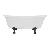 Aqua Eden 67-Inch Cast Iron Oval Double Slipper Clawfoot Tub (No Faucet Drillings)