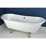 Aqua Eden 67-Inch Cast Iron Oval Double Slipper Clawfoot Tub (No Faucet Drillings)