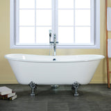 Aqua Eden 67-Inch Cast Iron Oval Double Slipper Clawfoot Tub (No Faucet Drillings)