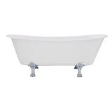 Aqua Eden 67-Inch Cast Iron Oval Double Slipper Clawfoot Tub (No Faucet Drillings)