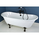 Aqua Eden 67-Inch Cast Iron Oval Double Slipper Clawfoot Tub (No Faucet Drillings)