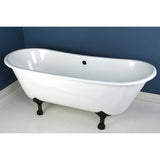 Aqua Eden 67-Inch Cast Iron Oval Double Slipper Clawfoot Tub (No Faucet Drillings)