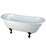 Aqua Eden 67-Inch Cast Iron Oval Double Slipper Clawfoot Tub (No Faucet Drillings)