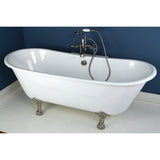 Aqua Eden 67-Inch Cast Iron Oval Double Slipper Clawfoot Tub (No Faucet Drillings)