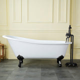 Aqua Eden 67-Inch Cast Iron Oval Single Slipper Clawfoot Tub (No Faucet Drillings)